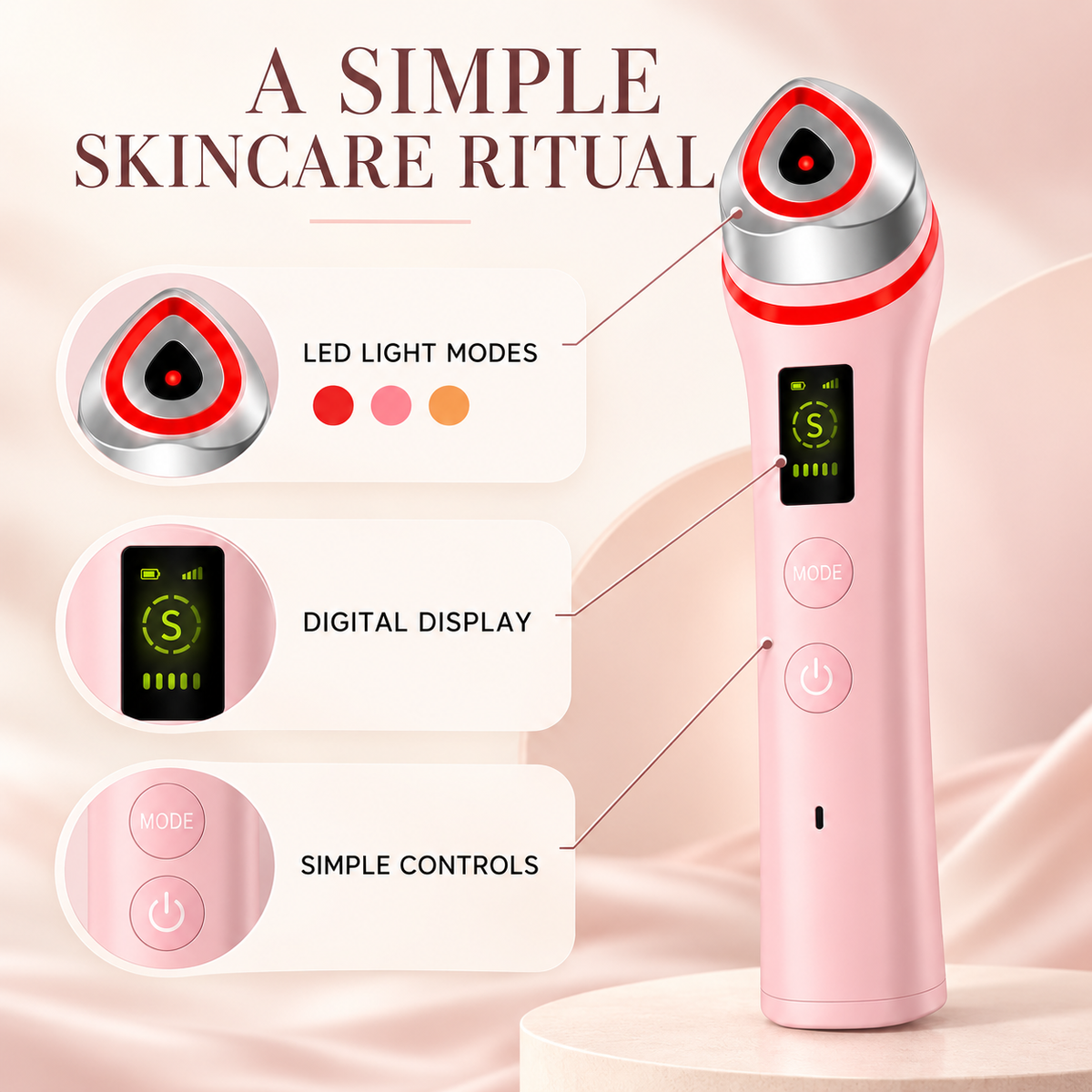 Ager Booster Pro LED Face & Neck Massager – Pink